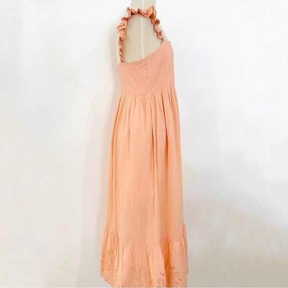 Apiece Apart 100% cotton light peach midi dress with ruffle shoulder straps - Picture 4 of 12